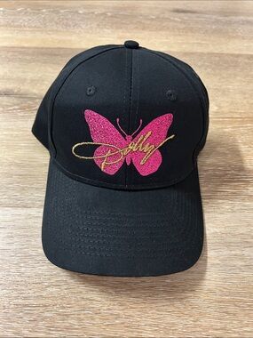 Dolly Parton Black Butterfly Baseball Cap Adult Size